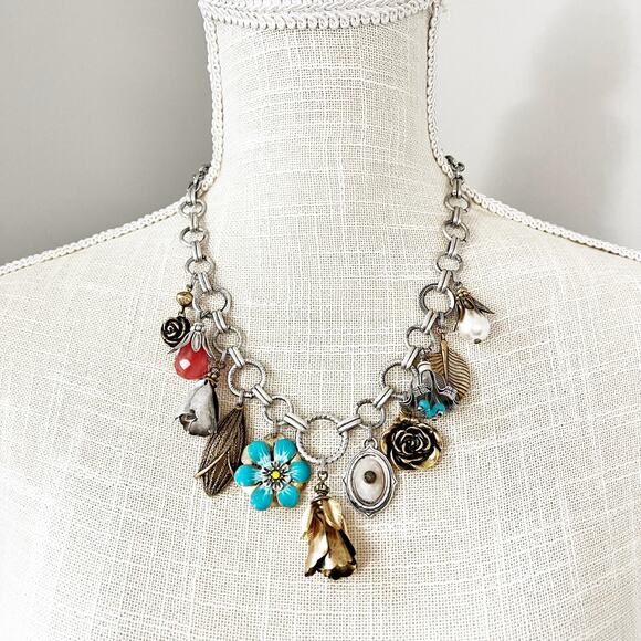 Chico's Jewelry - NEW Chico's Cherry Quartz Pearl Charm Necklace